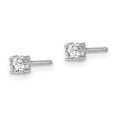 Sophia Jewelers Sterling Silver 3mm White Topaz Stud Earrings, Rhodium-Plated Polished Finish